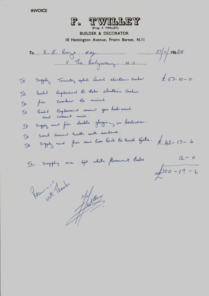 Invoice from F Twilley