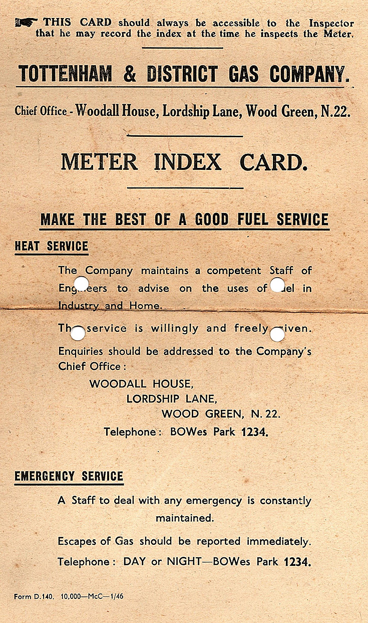 Gas meter card