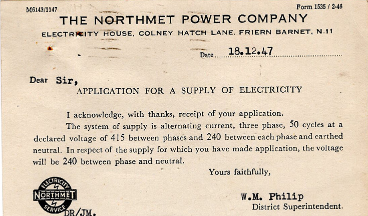 Northmet Power Compamy Letter