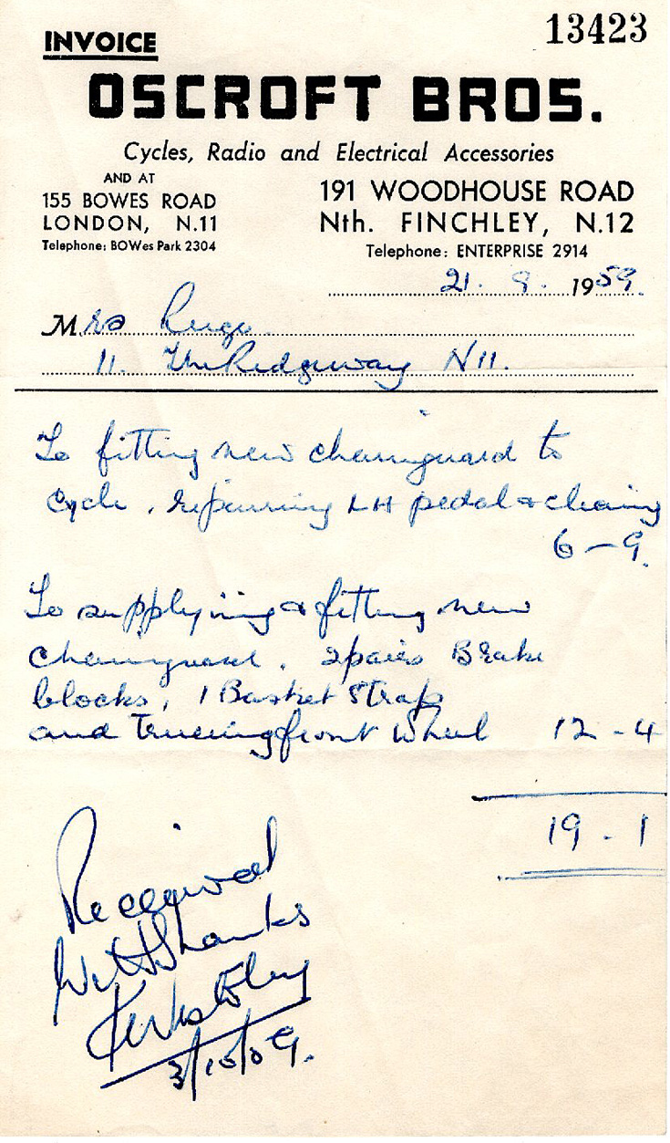 Oscroft Bros invoice