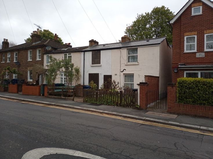 Boarded up Lodge Lane Cottage