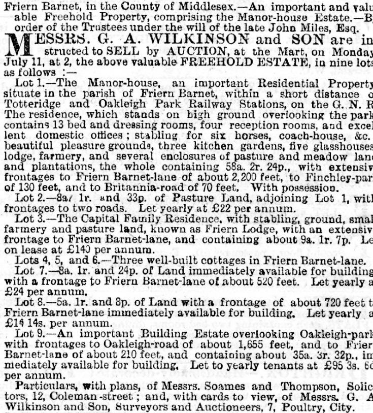 Friern Barnet property sale advert 2