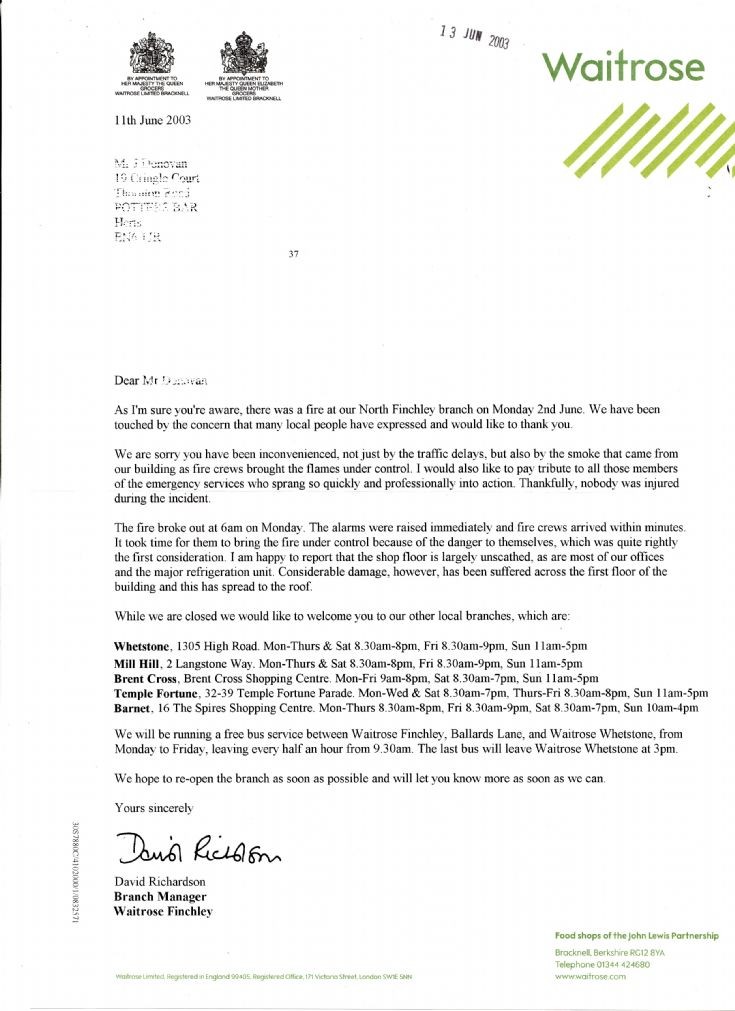 Letter (Waitrose)
