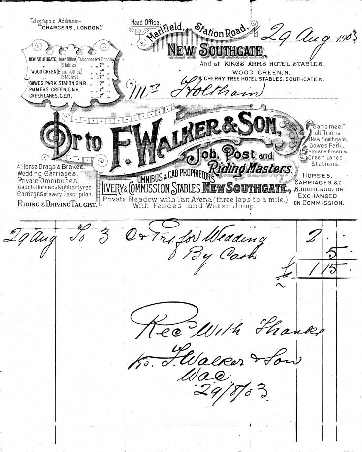 Invoice (F Walker & Son)