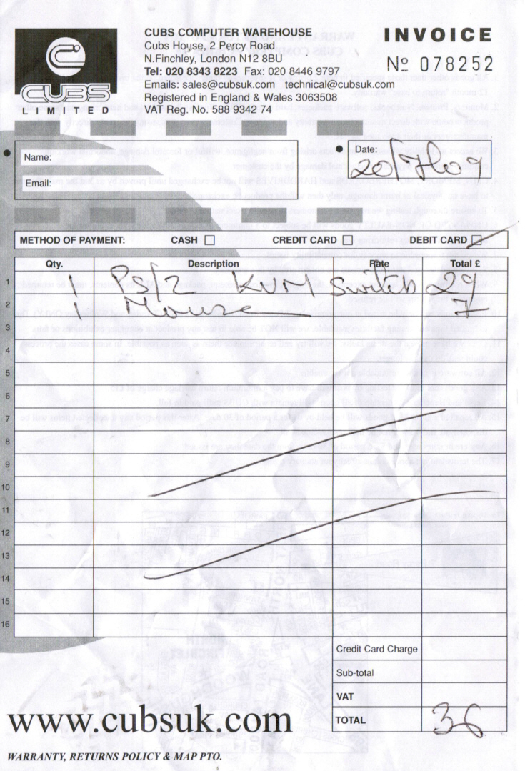 Invoice (Cubs Computer Warehouse)