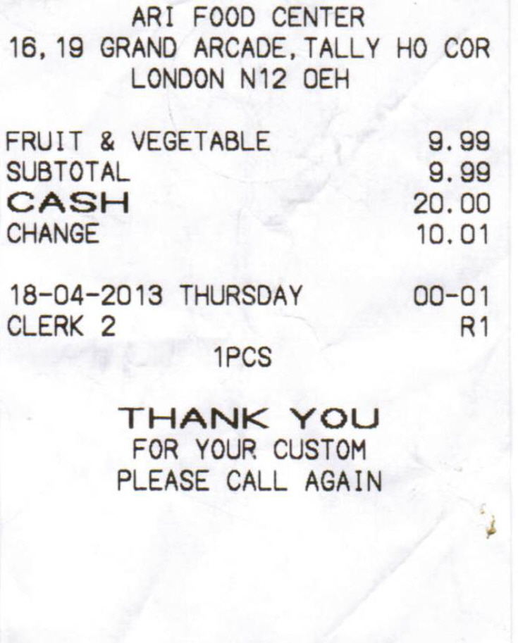 Invoice (Ari Food Centre)