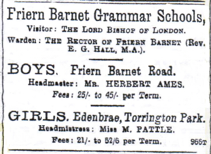 Friern and Finchley Photo Archive Friern Grammar School