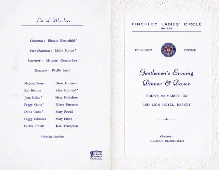 Menu  (Finchley Ladies' Circle)