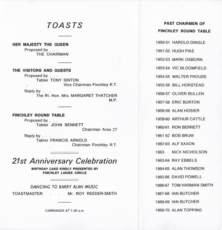 Menu (Finchley Round Table)