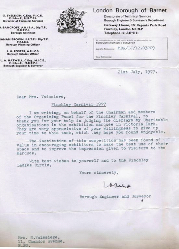 Letter (London Borough of Barnet)