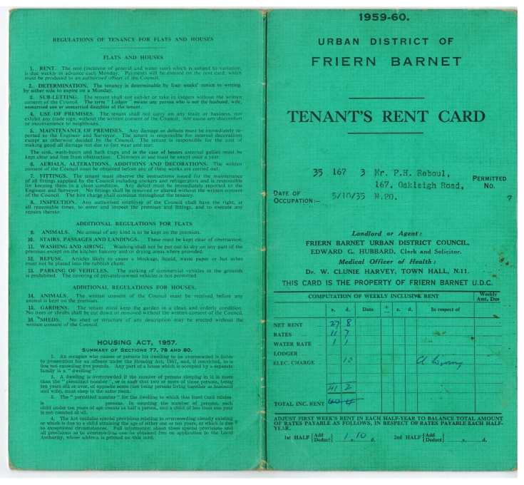 Rent Card (Friern Barnet UDC)