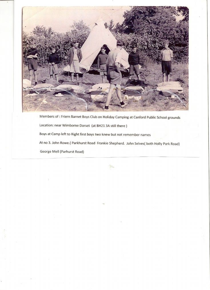 Friern Barnet Boys Club camping at Winborne