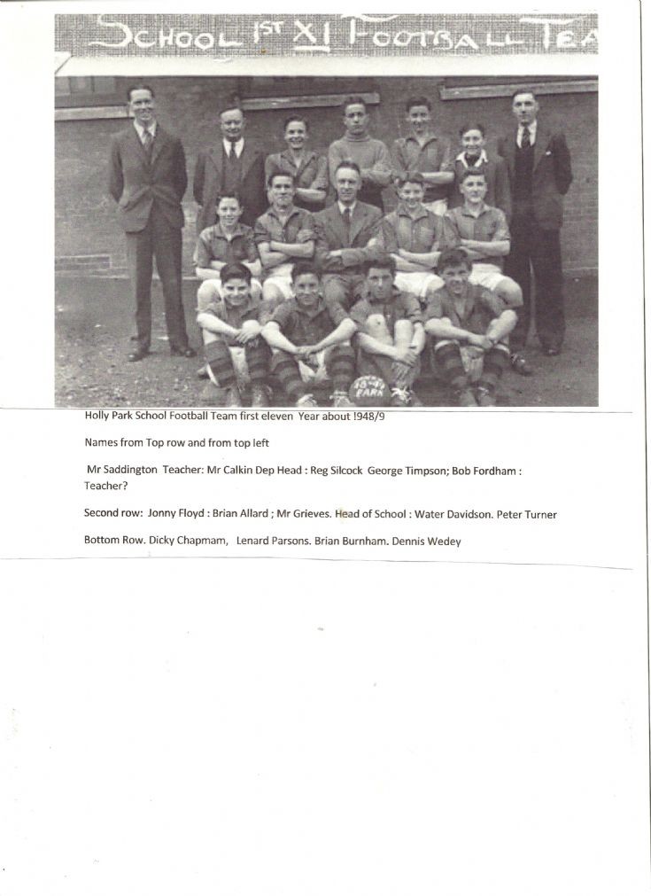 Holly Park Senior School football team 1948/49